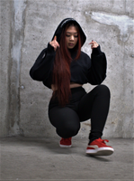 [angel numbers] + hoodie cropped + women's + black