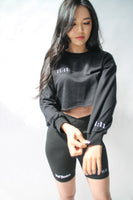 [angel numbers] long sleeve crop top + black