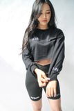 [angel numbers] long sleeve crop top + black