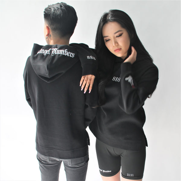 [angel numbers] hoodie + unisex + black